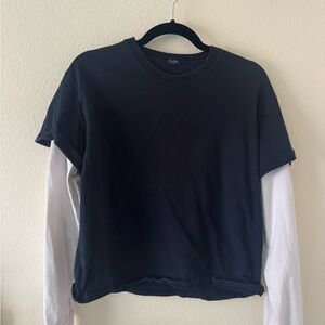 Brandy Melville Black Layered-Look Long Sleeve Tee with White Sleeves